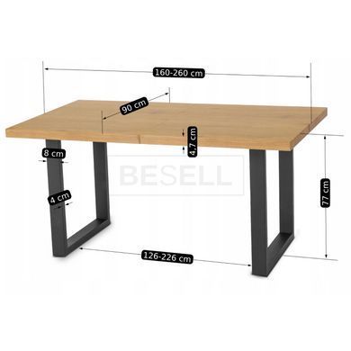 Стіл розкладний MEBEL ELITE EDWIN 160(260)х90 см Дуб Золотий жива фотографія