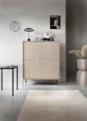 Комод высокий Perfect Home Моно/Mono 4-дверный с золотыми ножками MK104 Беж песочный реальная фотография