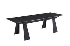 Стол раскладной ARNOLD CERAMIC Intarsio 160(220)*90 Wic dark grey Мат Черный реальная фотография