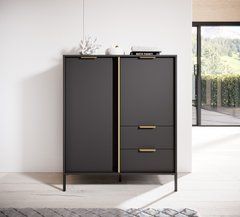Комод высокий Perfect Home Ларс/Lars 2-дверный с 2 ​​ящиками 2D2S/104 Антрацит реальная фотография
