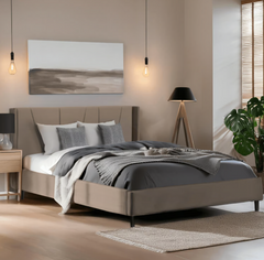 М'яке Ліжко SEWILLA Velvet Mebel Elite 160x200 см Беж жива фотографія