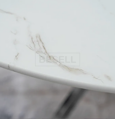 Стіл круглий MEBEL ELITE Soul 100 см Білий мармур/срібло жива фотографія