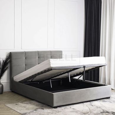 Кровать двуспальная бархатная 140x200 MEBEL ELITE TINGA Velvet Серый реальная фотография