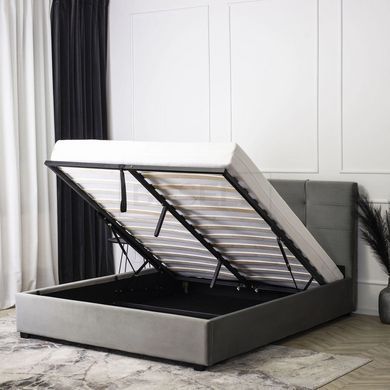 Кровать двуспальная бархатная 140x200 MEBEL ELITE TINGA Velvet Серый реальная фотография