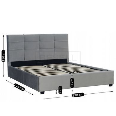 Кровать двуспальная бархатная 140x200 MEBEL ELITE TINGA Velvet Серый реальная фотография