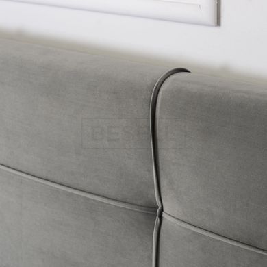 Кровать двуспальная бархатная 140x200 MEBEL ELITE TINGA Velvet Серый реальная фотография