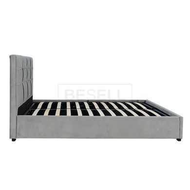 Кровать двуспальная бархатная 140x200 MEBEL ELITE TINGA Velvet Серый реальная фотография