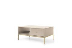 Стіл журнальний Perfect Home Моно / Mono з 2 шухлядами та золотими ніжками ML104 Беж пісочний жива фотографія