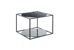 Журнальный стол Cube Arhome 50x50 Черный мрамор/Черный реальная фотография