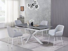 Керамический стол Тициано TML-1150 VETRO 170(220)x90 Деликато грей+белый реальная фотография