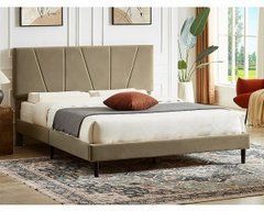 Кровать SAVANA Velvet Signal 160x200 Беж реальная фотография