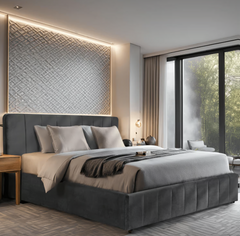 М'яке Ліжко CHRISTIAN Velvet Mebel Elite 160x200 см Сірий жива фотографія