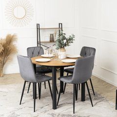 Стіл розкладний MEBEL ELITE KANTE 102(142)х102 см Дуб /Чорний жива фотографія