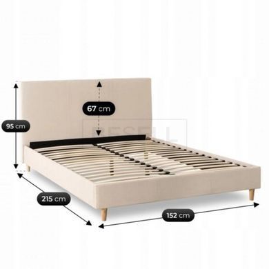 Ліжко KIOTO Mebel Elite 140x200 Бежевий вельвет жива фотографія
