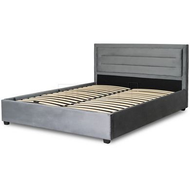 Кровать бархатная MEBEL ELITE BLOOM Velvet 160x200см Серый реальная фотография