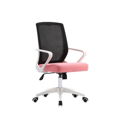 Офісне крісло DIXY Intarsio Чорне Рожеве Білий Каркас жива фотографія