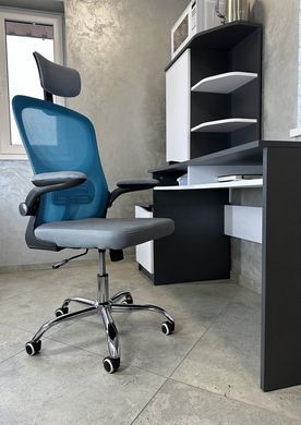 Крісло обертове комп'ютерне/офісне OC-8970M Perfect Home Україна Сірий/блакитний жива фотографія