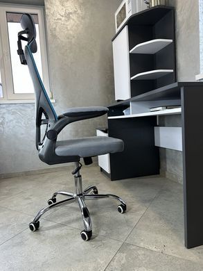Крісло обертове комп'ютерне/офісне OC-8970M Perfect Home Україна Сірий/блакитний жива фотографія