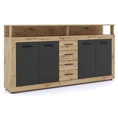 Комод MEBEL ELITE BLAGO 190 см Дуб артизан/Черный реальная фотография