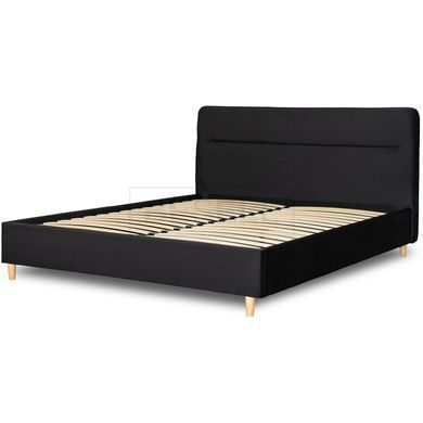 Кровать бархатная MEBEL ELITE BOND Velvet 160x200см Черный реальная фотография
