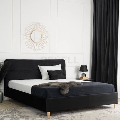 Кровать бархатная MEBEL ELITE BOND Velvet 160x200см Черный реальная фотография