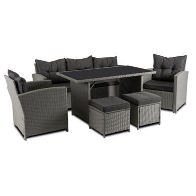 Набор садовой мебели MEBEL ELITE COLORADO (диван + 2 кресла + 2 пуфа + столик) Серый