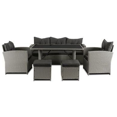 Набор садовой мебели MEBEL ELITE COLORADO (диван + 2 кресла + 2 пуфа + столик) Серый