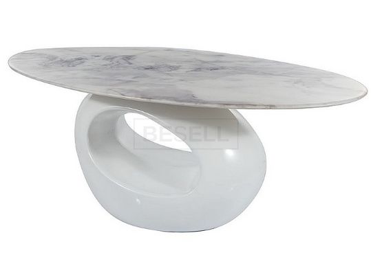 Журнальный столик ETNA Ceramic Signal 110x60 Белый Эффект Мрамора / Белый Лакированный реальная фотография