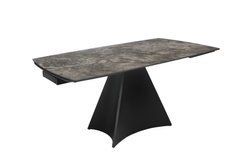 Стол Обеденный NORMAN CERAMIC Bora Grey Glossy Matt Bjorn 140(200)х85 Серый Эффект Мрамора реальная фотография