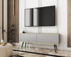 Тумба под телевизор Perfect Home Оро/Oro 2-дверная с черными ножками RTV135 Серый реальная фотография