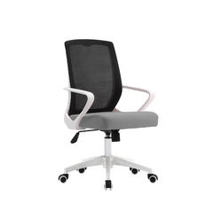 Офісне крісло DIXY Intarsio Чорне Сіре Білий Каркас жива фотографія