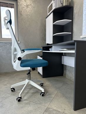 Крісло обертове комп'ютерне/офісне OC-8970W Perfect Home Україна Сірий/блакитний жива фотографія