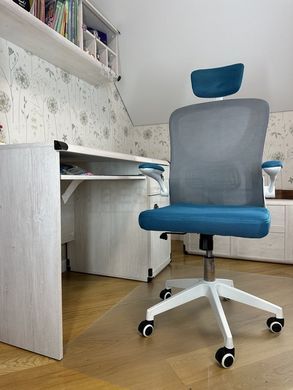 Крісло обертове комп'ютерне/офісне OC-8970W Perfect Home Україна Сірий/блакитний жива фотографія