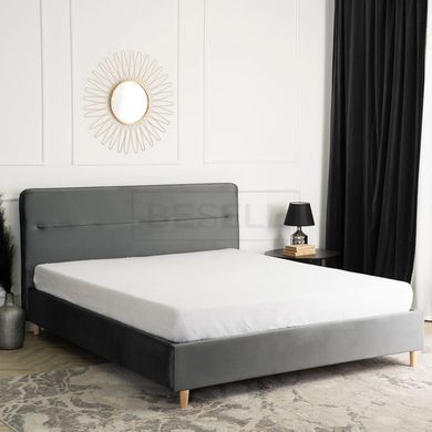 Кровать бархатная MEBEL ELITE BOND Velvet 160x200см Серый реальная фотография