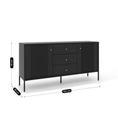 Комод 2-дверный  SOFT Mebel Elite 154 Черный реальная фотография