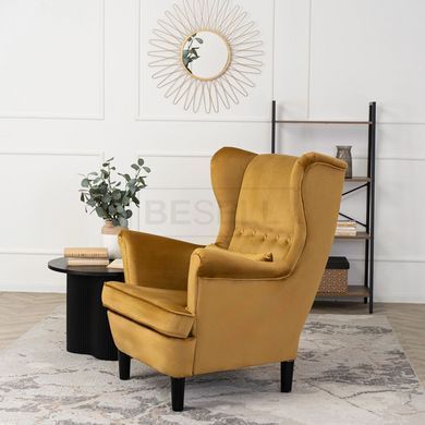 Крісло м'яке оксамитове MEBEL ELITE KLARIS 2 Velvet Гірчичий