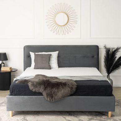 Кровать бархатная MEBEL ELITE BOND Velvet 160x200см Серый реальная фотография