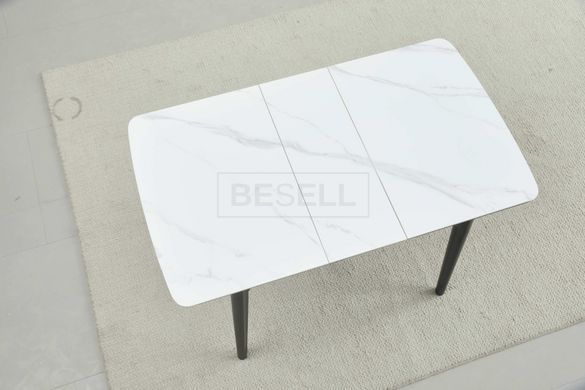 Стол Обеденный ASKOLD CERAMIC Snow White Matt Bjorn 110(140)х75 Белый Эффект Мрамора реальная фотография