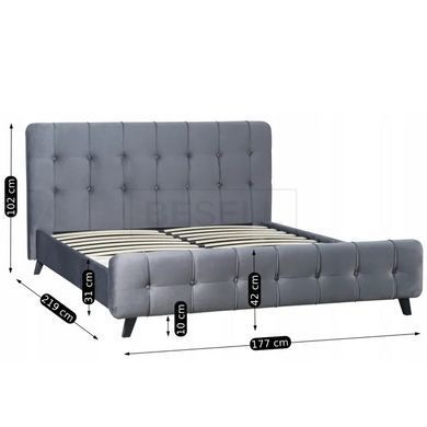 Ліжко LINO Velvet Mebel Elite 160x200 см Сірий жива фотографія