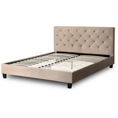 Кровать бархатная MEBEL ELITE QUEEN Velvet 160x200см Беж реальная фотография