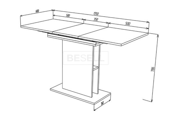 Раскладной стол STOUN B/L Intarsio 100(135)x60 Белая аляска / Лате реальная фотография