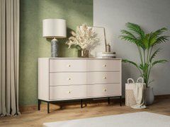 Комод Perfect Home Моно/Mono с 6 ящиками и черными ножками MKS154 Беж песочный реальная фотография