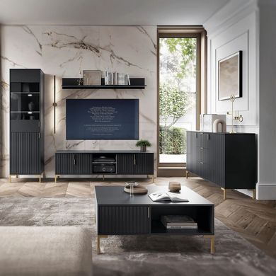 Комод MEBEL ELITE TORELLO 130 Черный реальная фотография