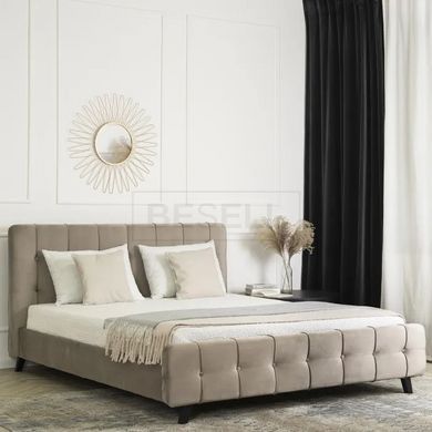 Кровать LINO Velvet Mebel Elite 160x200 см Бежевый реальная фотография