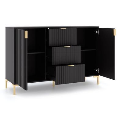 Комод MEBEL ELITE TORELLO 130 Черный реальная фотография