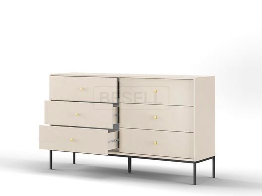 Комод Perfect Home Моно / Mono з 6 шухлядами і чорними ніжками MKS154 Беж пісочний жива фотографія