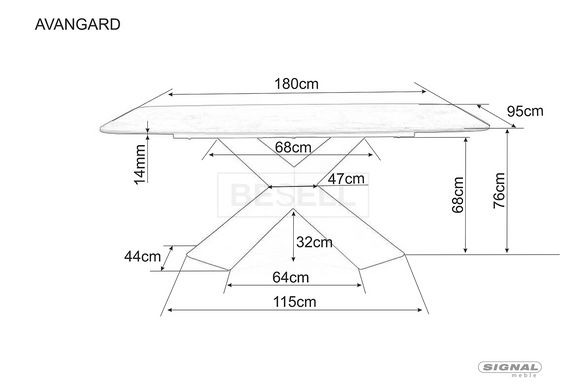 Стол Обеденный AVANGARD Signal 180X95 Черный Мрамор / Черный реальная фотография