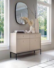 Комод Perfect Home Моно/Mono 2-дверный с 2 ​​ящиками и черными ножками MKSZ104 Беж песочный реальная фотография