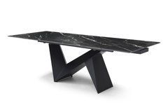 Стол Обеденный PATRIK CERAMIC Marquina Black Matt Bjorn 160(240)х90 Черный Эффект Мрамора реальная фотография