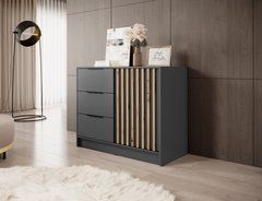 Комод Perfect Home Нелли / Nelly 2D 1-дверный с 3 ящиками Графит/дуб артизан реальная фотография